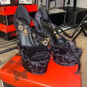 UNHOLY REVELATION PLATFORM HEELS gothic Velvet lace up Dolls Kill Sugar Thrillz